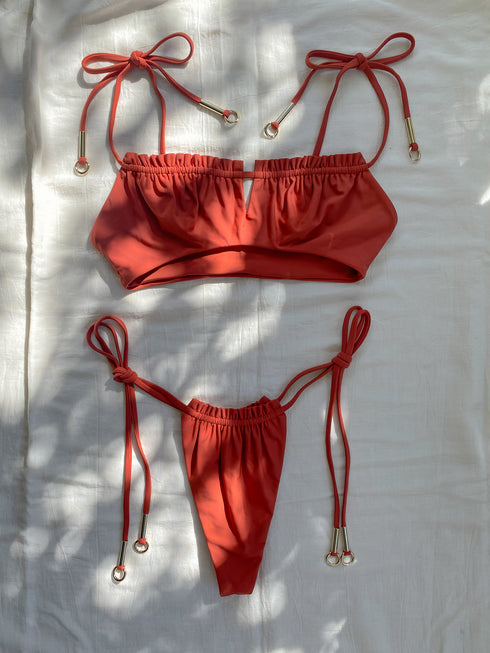 The Anita Ruffle Edge Bottom - Terracotta